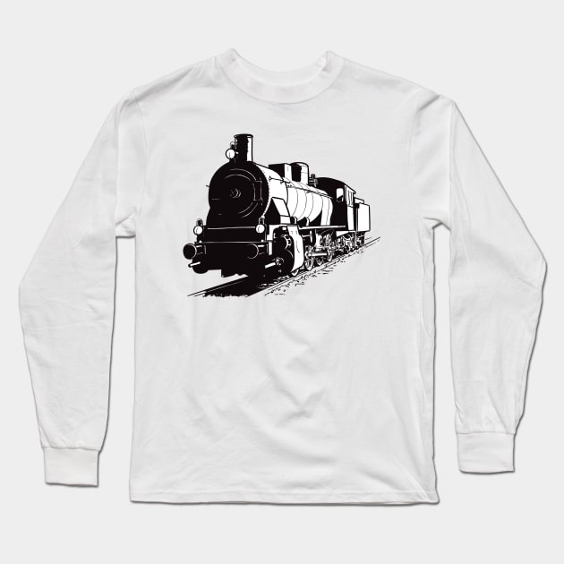 Drawing of the old locomotive Long Sleeve T-Shirt by StefanAlfonso